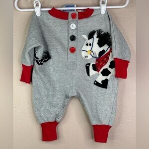 Rachel’s Kids‎ Vintage Infant Toddler Jumper Horse Print Cotton 0-3 Months